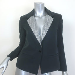 Le Superbe Stellar Crystal-Lapel Easy Tux Jacket Washed Black Size 2 NEW