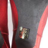 ANINE BING Stevie Chelsea Boots Red Metallic Leather Size 37 Pointed Toe Booties
