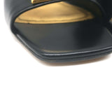 Valentino One Stud Mid-Heel Slide Sandals Black Leather Size 40.5