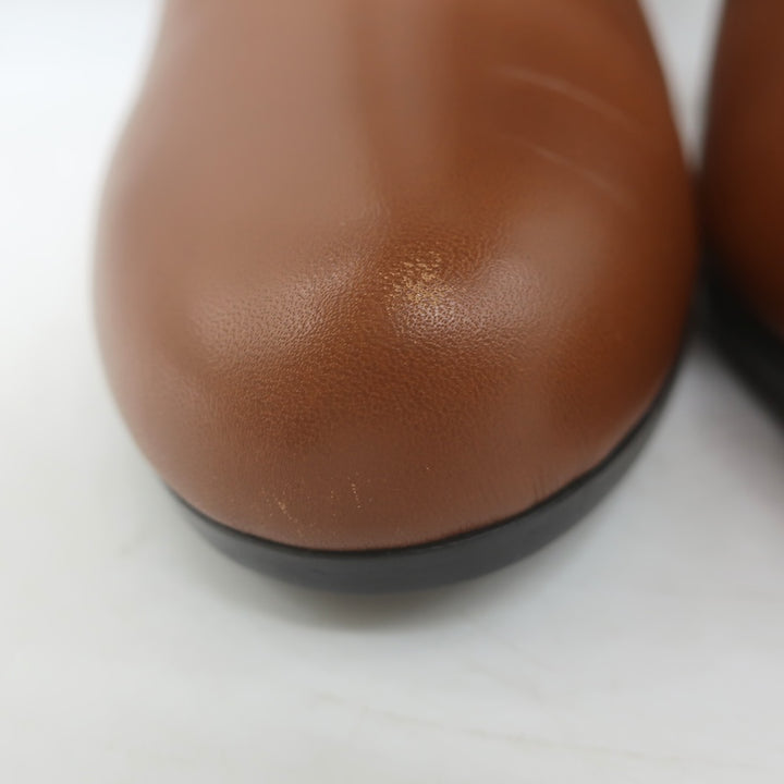 Hermes Joueuse Kelly Lock Ankle Boots Brown Leather Size 38