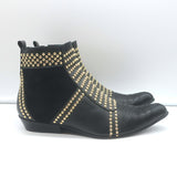 ANINE BING Charlie Gold-Studded Ankle Boots Black Leather & Suede Size 37
