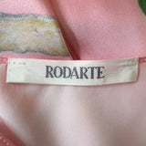 Rodarte Mushroom Print Midi Slip Dress Pink Silk Satin Size 2