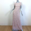 Adrianna Papell Sequin Scoop Back Gown Blush Size 4 Short Sleeve Maxi Dress NEW