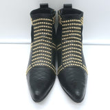 ANINE BING Charlie Gold-Studded Ankle Boots Black Leather & Suede Size 37