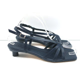 Tibi Brooks Low Heel Slingback Sandals Navy Leather Size 38