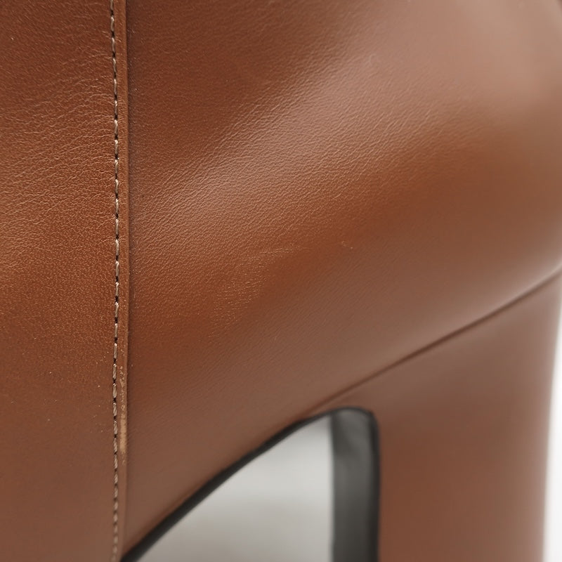 Hermes Joueuse Kelly Lock Ankle Boots Brown Leather Size 38