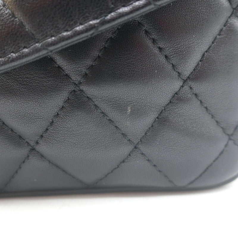Chanel 2017 Quilted Leather Chain-Trim Mini Envelope Belt Bag Black Size 85