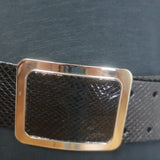 Miu Miu Snakeskin Square-Buckle Wide Belt Black Size 85 US 34