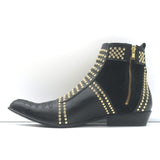 ANINE BING Charlie Gold-Studded Ankle Boots Black Leather & Suede Size 37