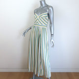 La Ligne Tracey Striped Midi Dress Yellow/Green Size Small