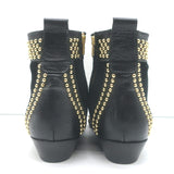 ANINE BING Charlie Gold-Studded Ankle Boots Black Leather & Suede Size 37
