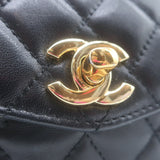 Chanel 2017 Quilted Leather Chain-Trim Mini Envelope Belt Bag Black Size 85