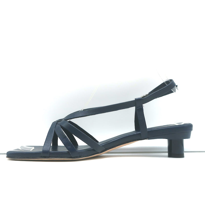 Tibi Brooks Low Heel Slingback Sandals Navy Leather Size 38