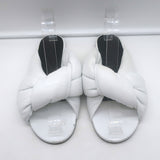 Balenciaga drapy knotted slide sandals in white leather, authentic pre-owned designer pair with characterful wear.