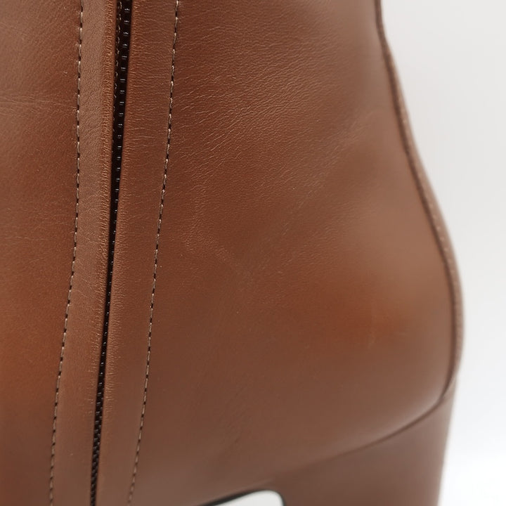 Hermes Joueuse Kelly Lock Ankle Boots Brown Leather Size 38
