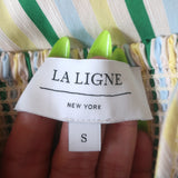 La Ligne Tracey Striped Midi Dress Yellow/Green Size Small
