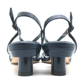 Tibi Brooks Low Heel Slingback Sandals Navy Leather Size 38