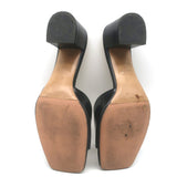 Valentino One Stud Mid-Heel Slide Sandals Black Leather Size 40.5
