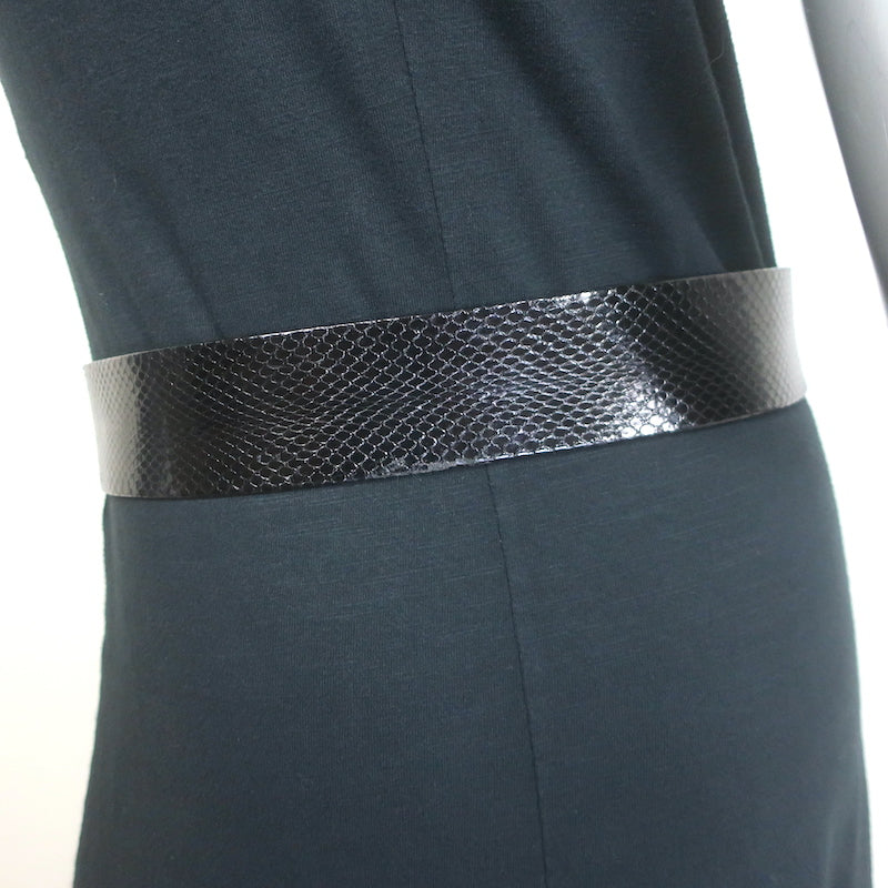 Miu Miu Snakeskin Square-Buckle Wide Belt Black Size 85 US 34
