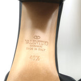 Valentino One Stud Mid-Heel Slide Sandals Black Leather Size 40.5