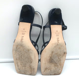 Tibi Brooks Low Heel Slingback Sandals Navy Leather Size 38