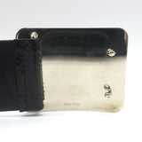 Miu Miu Snakeskin Square-Buckle Wide Belt Black Size 85 US 34