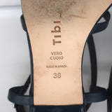 Tibi Brooks Low Heel Slingback Sandals Navy Leather Size 38