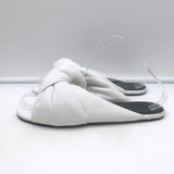 Balenciaga drapy knotted slide sandals in white leather, authentic pre-owned, sculptural luxury with visible character.