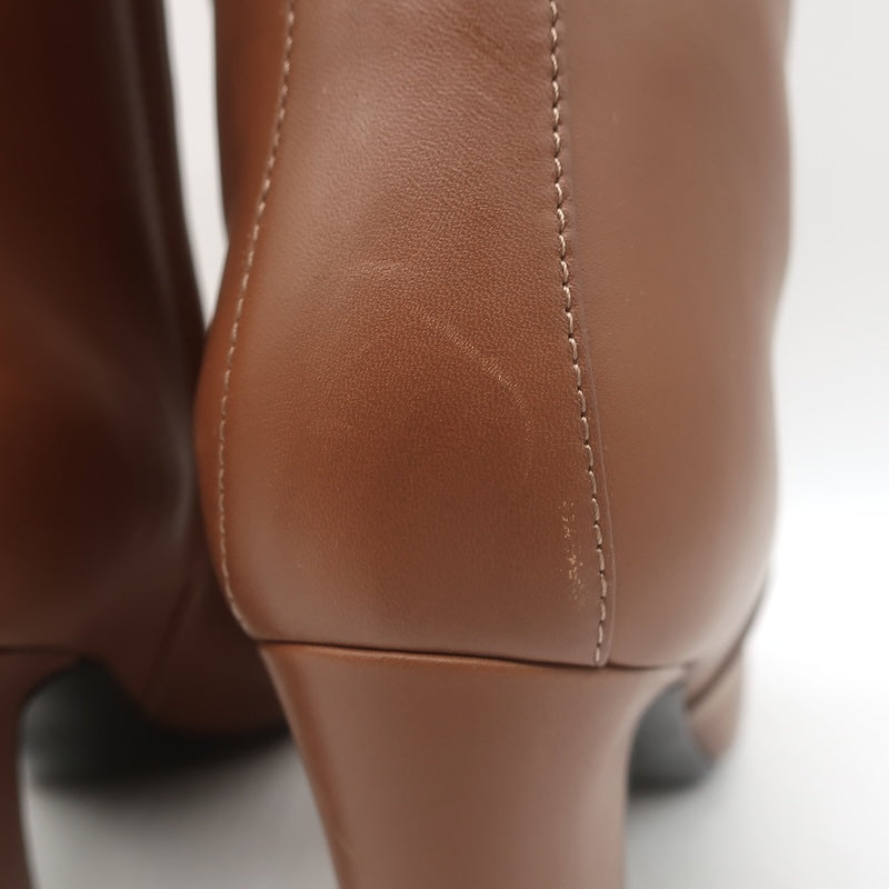 Hermes Joueuse Kelly Lock Ankle Boots Brown Leather Size 38