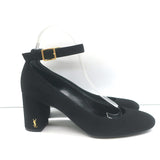 Saint Laurent Loulou Ankle Strap Pumps Black Suede Size 37.5