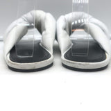 Balenciaga drapy knotted slide sandals in white leather, authentic pre-owned pair with characterful wear.