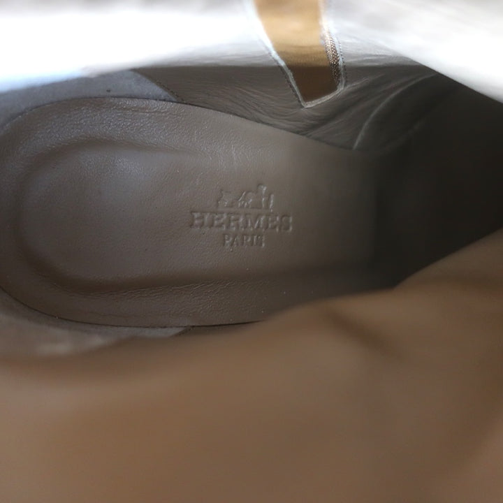 Hermes Joueuse Kelly Lock Ankle Boots Brown Leather Size 38