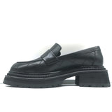 Chanel 23A CC Platform Loafers Black Quilted Leather Size 37.5 C
