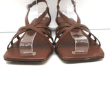 Tibi Brooks Low Heel Slingback Sandals Brown Leather Size 38