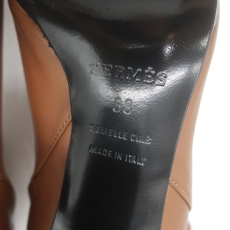 Hermes Joueuse Kelly Lock Ankle Boots Brown Leather Size 38