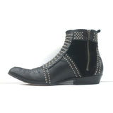 ANINE BING Charlie Silver-Studded Ankle Boots Black Leather & Suede Size 37