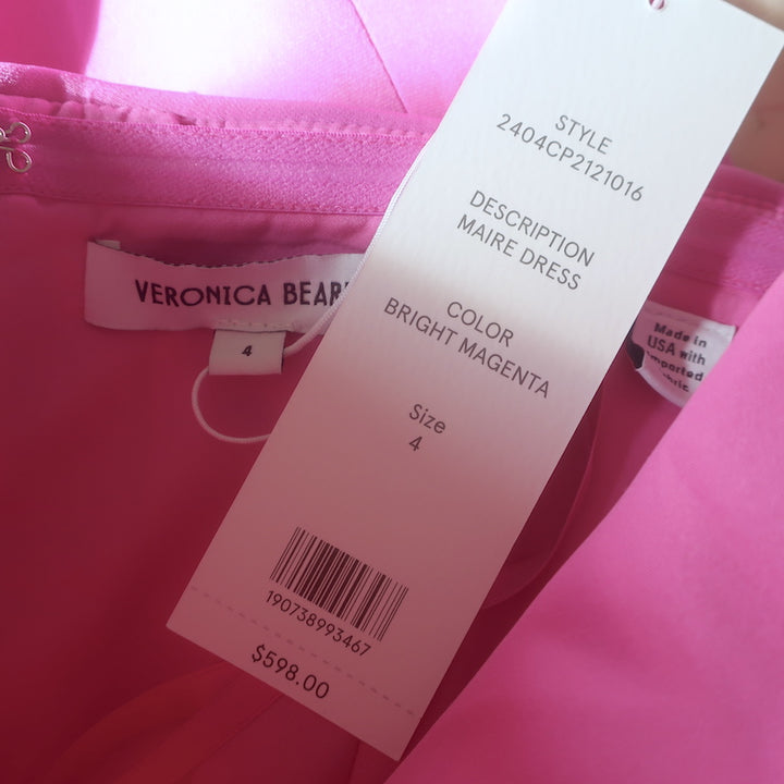 Veronica Beard Maire Strapless Mini Dress Bright Magenta Size 4 NEW