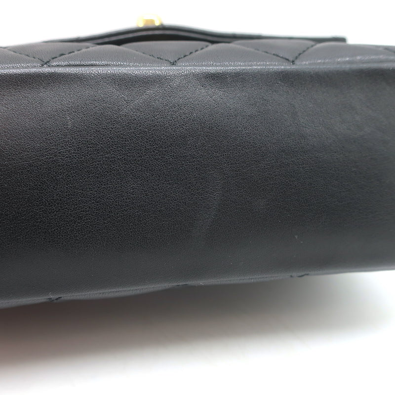 Chanel 2017 Quilted Leather Chain-Trim Mini Envelope Belt Bag Black Size 85