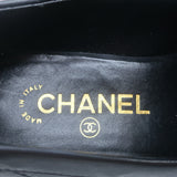 Chanel 23A CC Platform Loafers Black Quilted Leather Size 37.5 C
