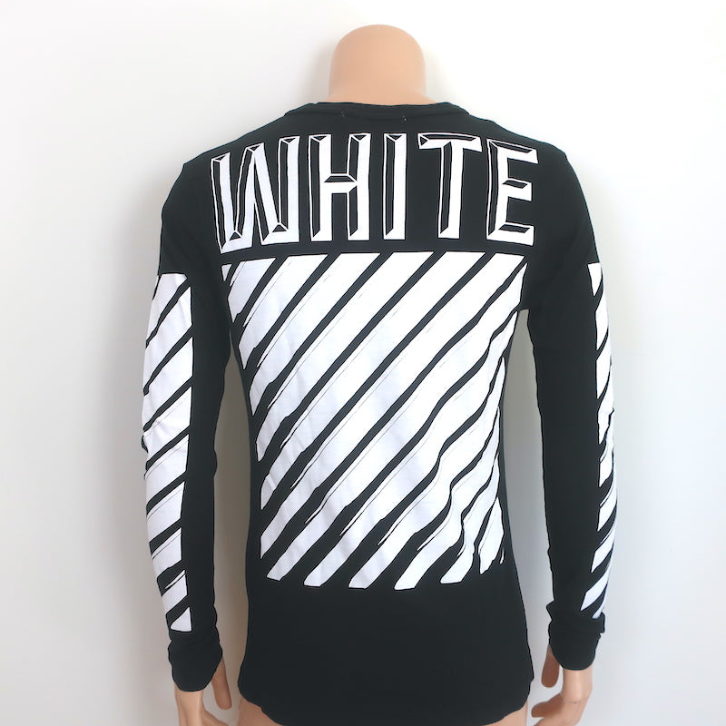 Off-White c/o Virgil Abloh 3D White Long Sleeve T-Shirt Black Cotton Size Small