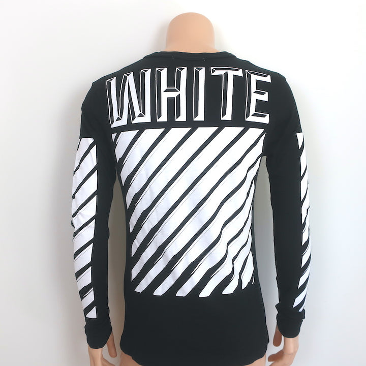 Off-White c/o Virgil Abloh 3D White Long Sleeve T-Shirt Black Cotton Size Small