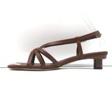 Tibi Brooks Low Heel Slingback Sandals Brown Leather Size 38