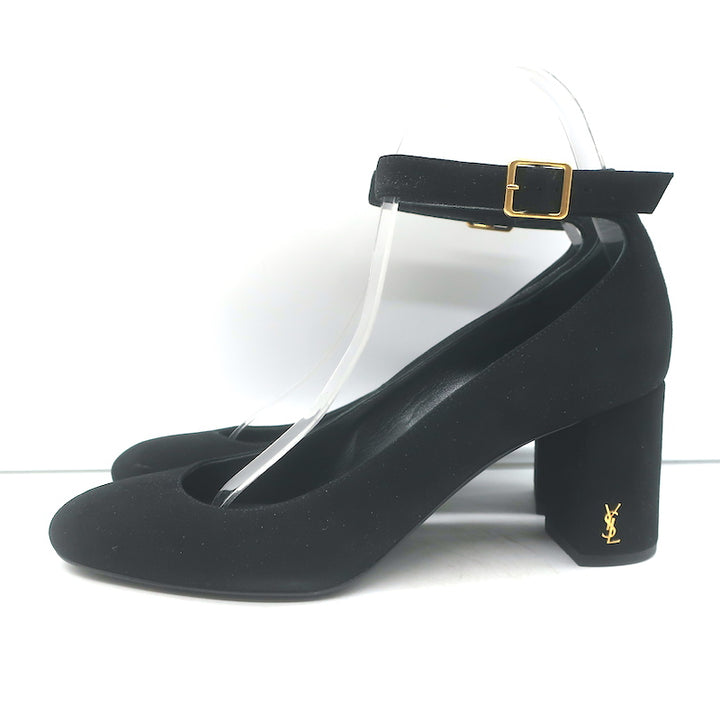 Saint Laurent Loulou Ankle Strap Pumps Black Suede Size 37.5