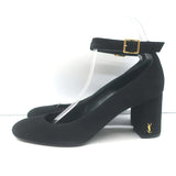 Saint Laurent Loulou Ankle Strap Pumps Black Suede Size 37.5