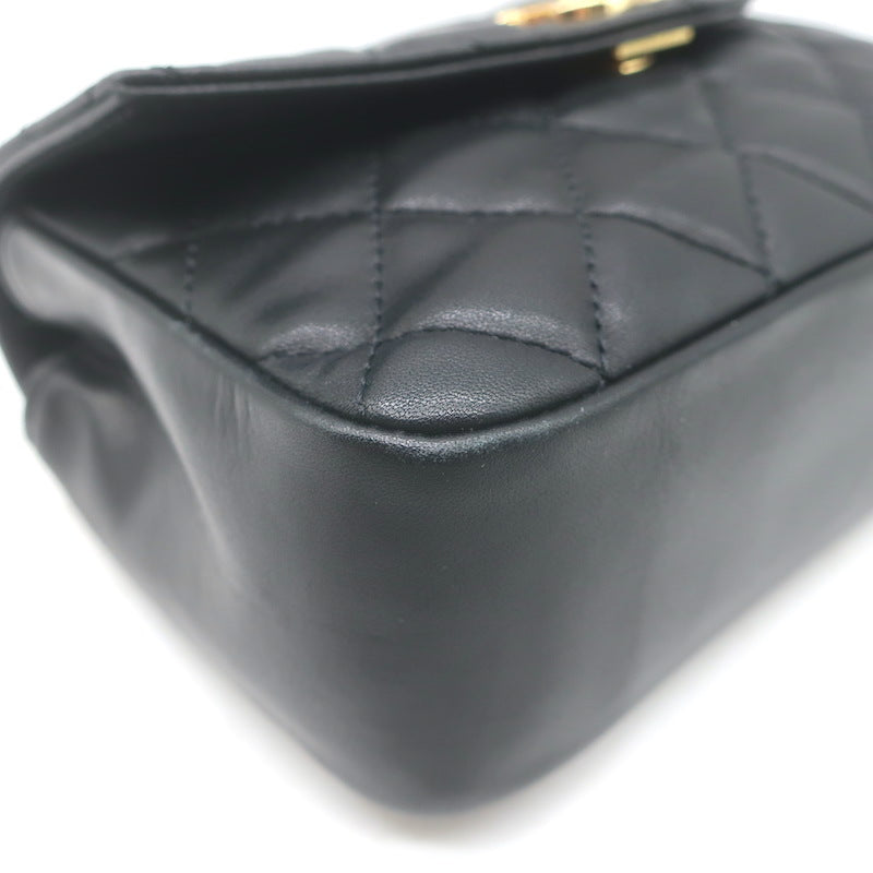 Chanel 2017 Quilted Leather Chain-Trim Mini Envelope Belt Bag Black Size 85
