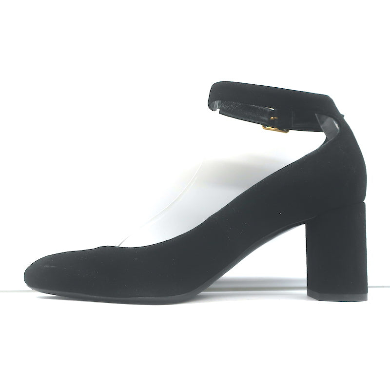 Saint Laurent Loulou Ankle Strap Pumps Black Suede Size 37.5