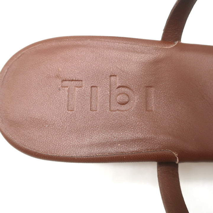 Tibi Brooks Low Heel Slingback Sandals Brown Leather Size 38