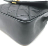 Chanel 2017 Quilted Leather Chain-Trim Mini Envelope Belt Bag Black Size 85