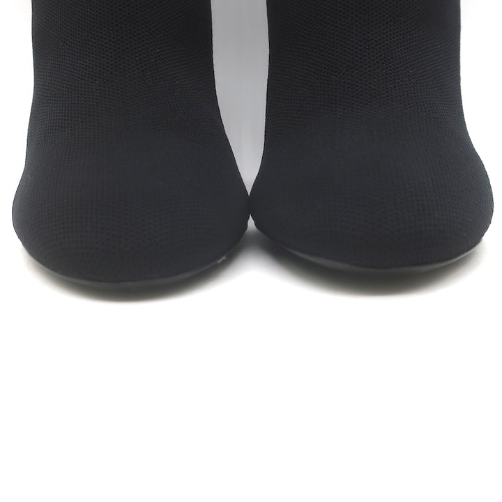 Louis Vuitton Silhouette Embroidered Sock Boots Black Stretch Knit Size 38