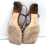 Tibi Brooks Low Heel Slingback Sandals Brown Leather Size 38